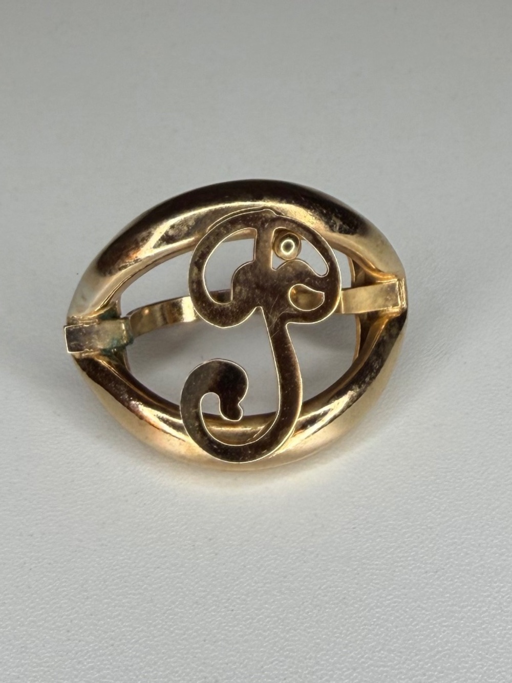 Vintage Gold Tone Letter 'P' Scarf Ring Slide 1.5"